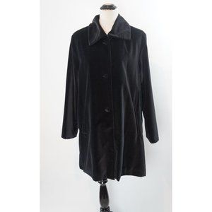 Vintage Velvet Coat, Winter Swing Coat, Knee Length Parka, Black, Bernardo